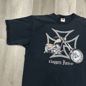 Vintage Y2K Choppers Forever Freedom Cycles Flame Biker Motorcycle Sz XL‎ Tshirt